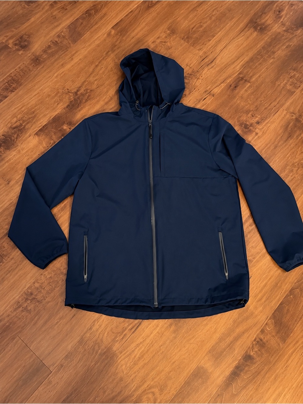 SwissTech Men’s Large Navy Hooded Softshell Jacket Full Zip Stretch